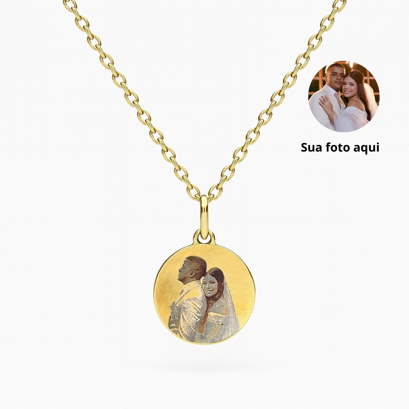 Colar personalizado medalha - dourado