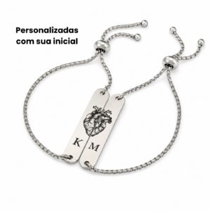 Kit pulseiras – coração + inicial
