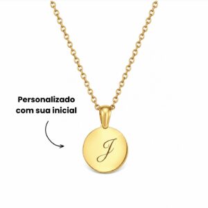 Colar medalha – inicial (dourado)